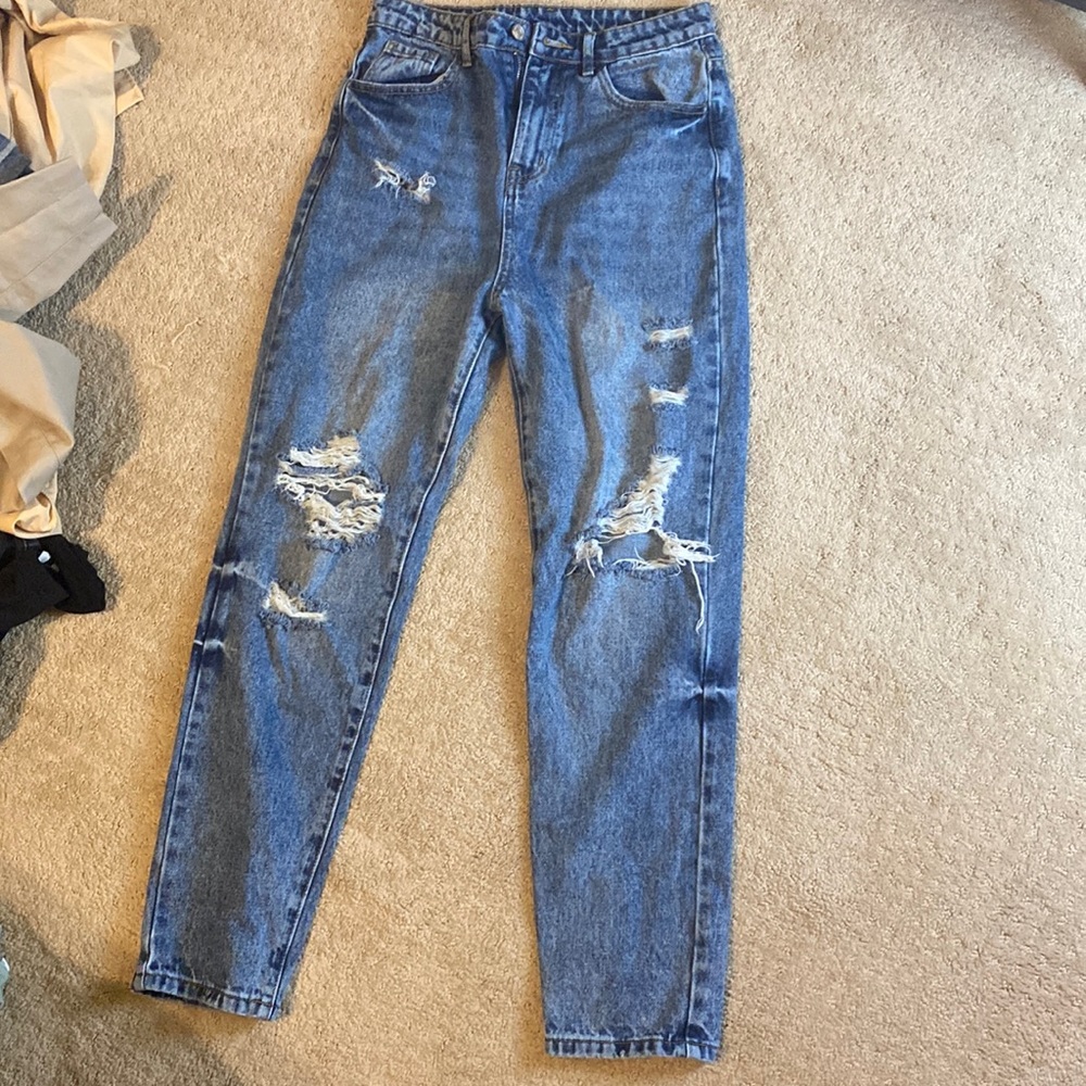never worm blued washed out jeans